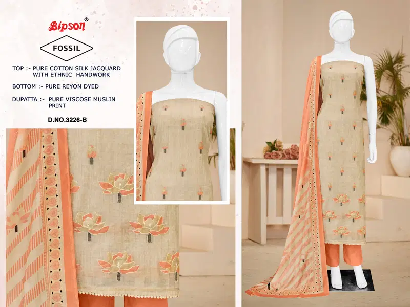 Fossil 3226 By Bipson Cotton Silk Dress Material Wholesale Price In Surat